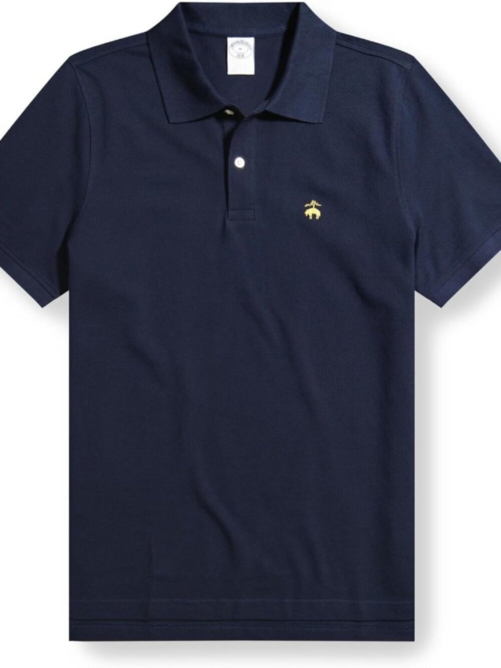 Men's Blue/Blue Cotton Pique Stretch Logo Polo Shirt Short Sleeve Casual Fit Use